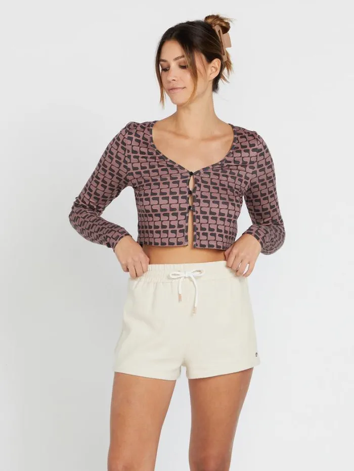 Womens Bottoms Volcom Lived In Lounge Fleece Shorts 8211 Cream