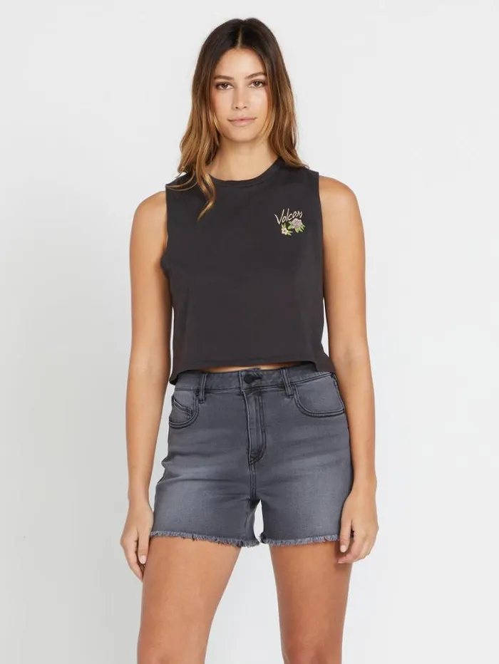 Womens Bottoms Volcom Stone Step Hirise Denim Shorts 8211 Vintage Black