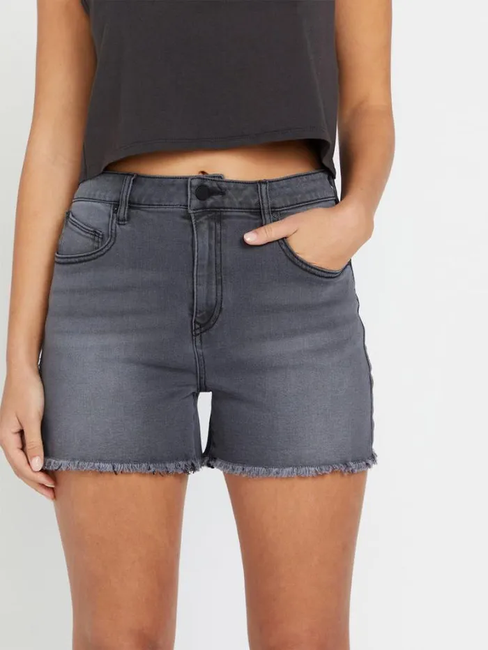 Womens Bottoms Volcom Stone Step Hirise Denim Shorts 8211 Vintage Black