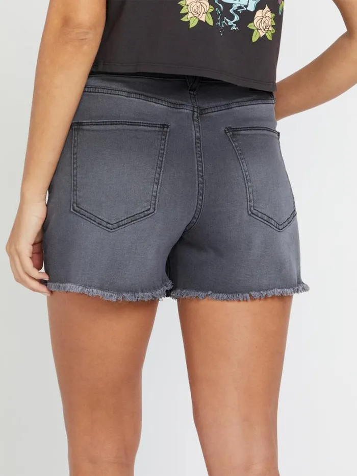 Womens Bottoms Volcom Stone Step Hirise Denim Shorts 8211 Vintage Black