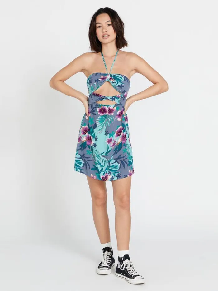 Womens Dresses Volcom Brohamas Dress 8211 Glacier Blue