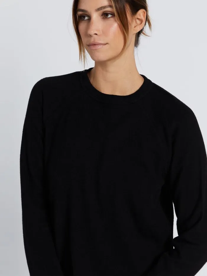 Womens Hoodies and Sweatshirts Volcom Lived In Lounge Crew Sweatshirt 8211 Black