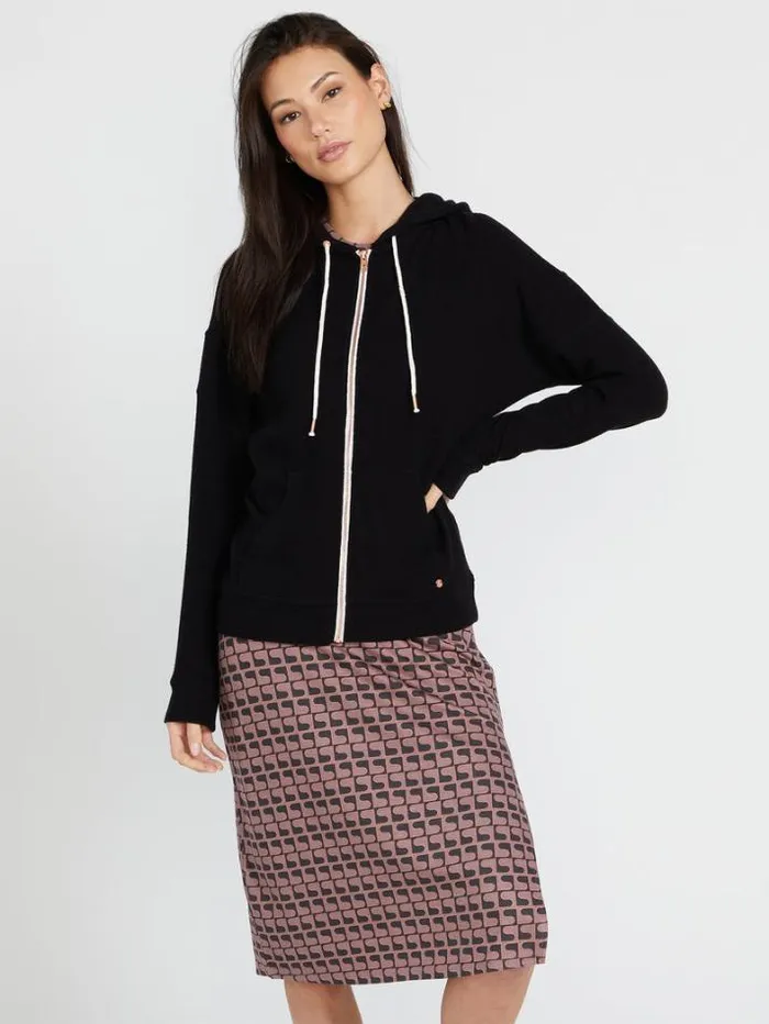 Womens Jackets Volcom Lived In Lounge Zip Jacket 8211 Black