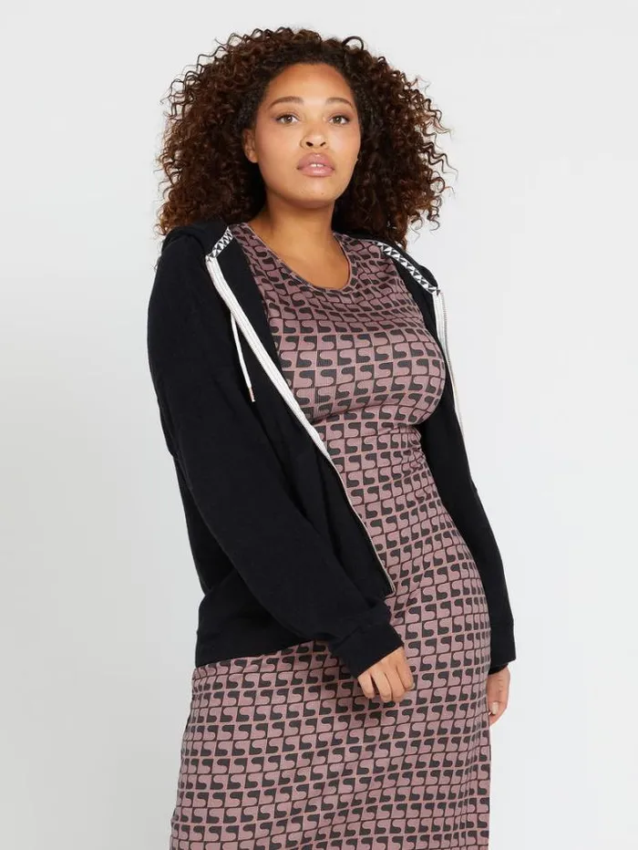 Womens Jackets Volcom Lived In Lounge Zip Jacket 8211 Black