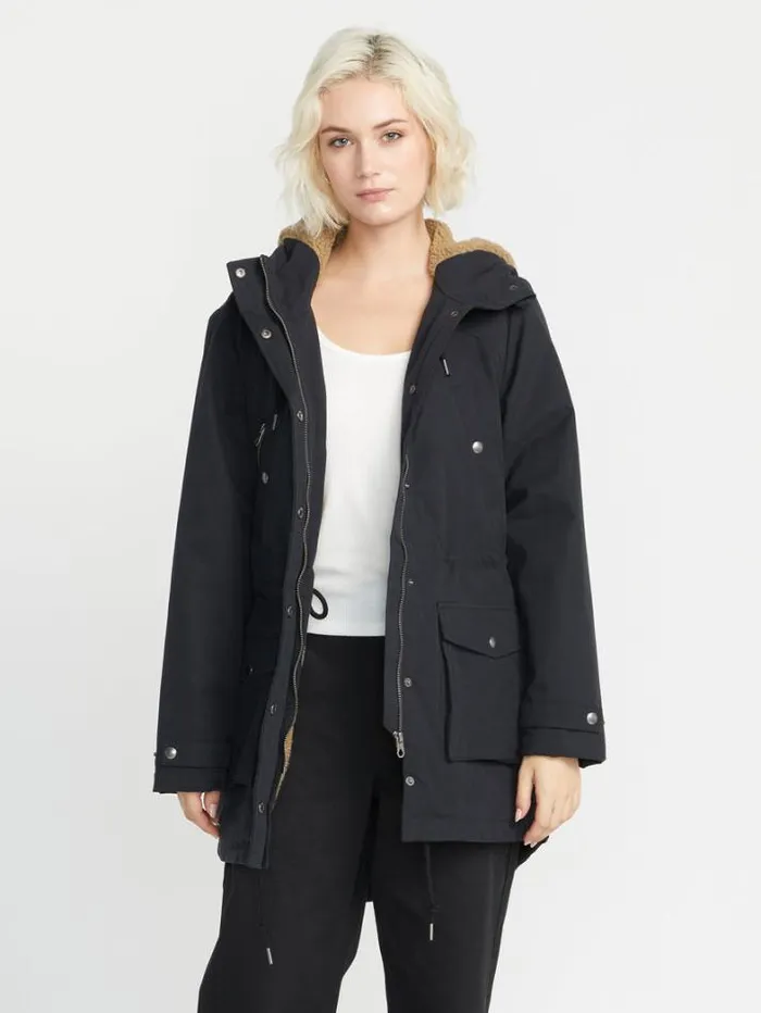 Womens Jackets Volcom Walk On By 5K Parka Jacket 8211 Black