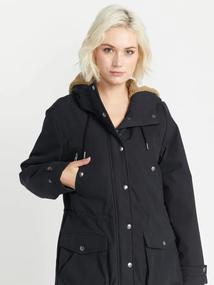 Womens Jackets Volcom Walk On By 5K Parka Jacket 8211 Black