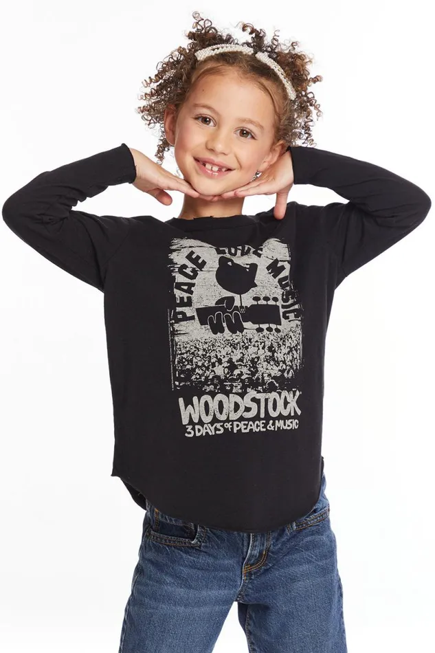 WomensKids Music Chaser Brand Woodstock Peace Love Music Girls Long Sleeve