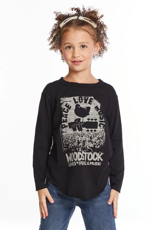 WomensKids Music Chaser Brand Woodstock Peace Love Music Girls Long Sleeve