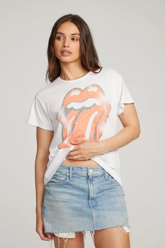Womens Music Chaser Brand Rolling Stones Classic Logo Tee