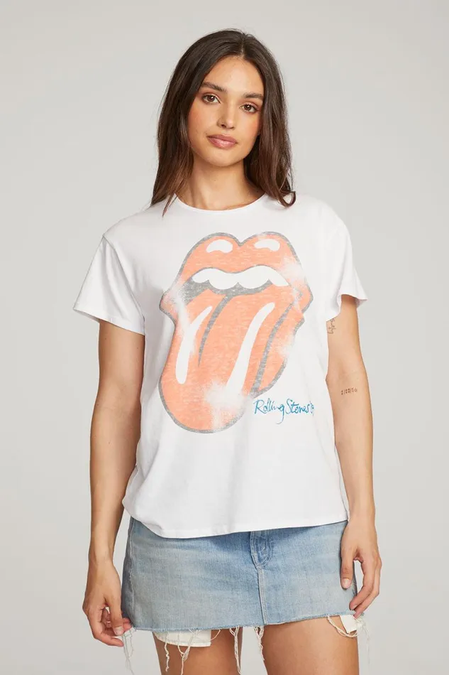 Womens Music Chaser Brand Rolling Stones Classic Logo Tee