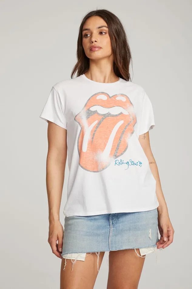 Womens Music Chaser Brand Rolling Stones Classic Logo Tee