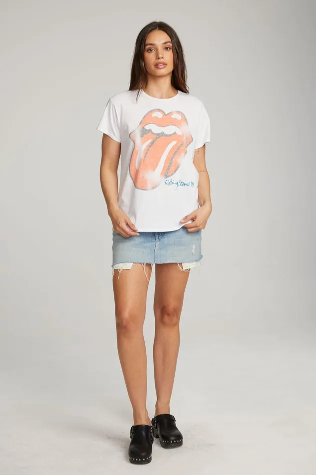 Womens Music Chaser Brand Rolling Stones Classic Logo Tee
