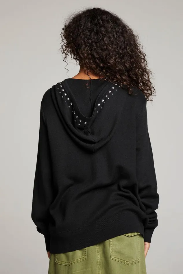 Womens Outerwear Chaser Brand Studded Zip Up Hoodie