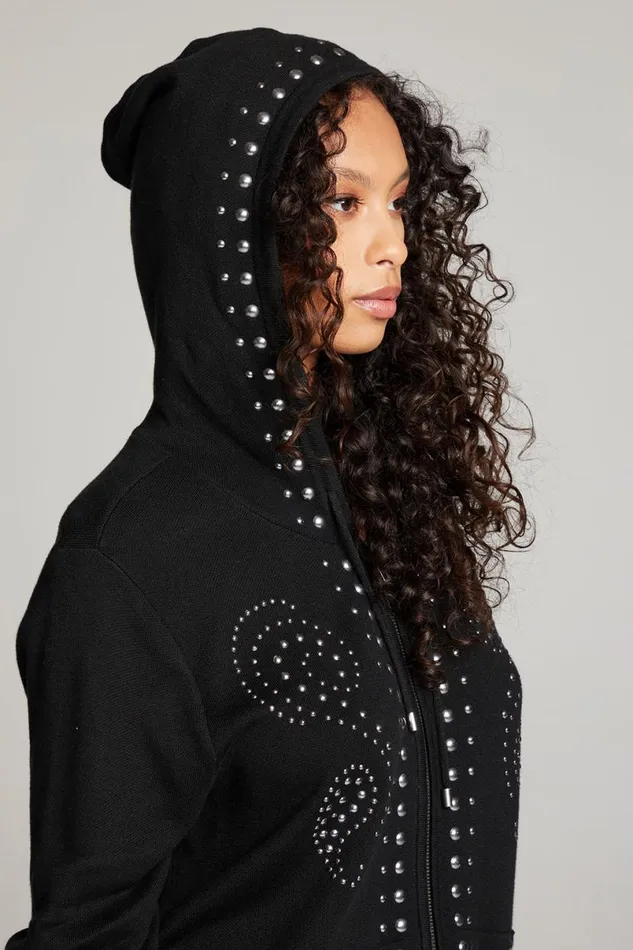 Womens Outerwear Chaser Brand Studded Zip Up Hoodie