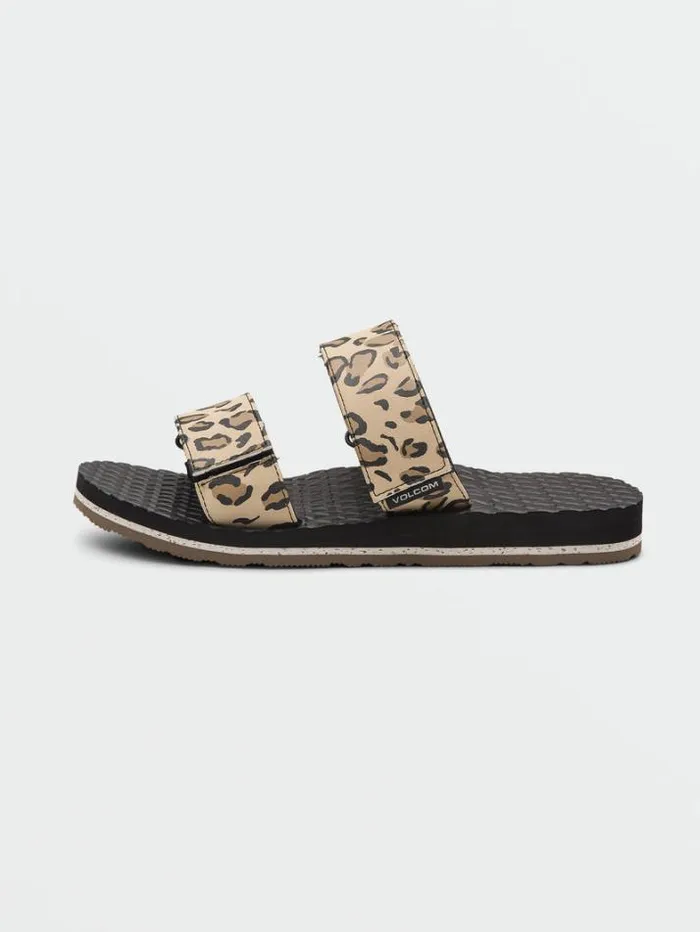 Womens Sandals Volcom Eco Recliner Slide Sandals 8211 Leopard