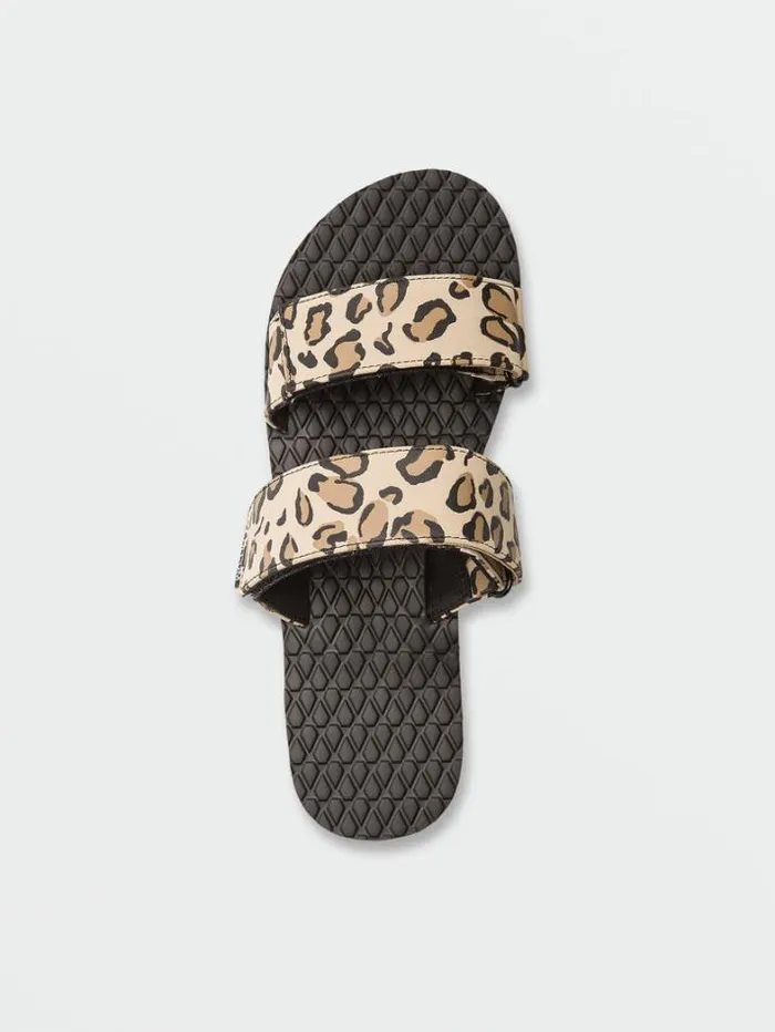 Womens Sandals Volcom Eco Recliner Slide Sandals 8211 Leopard