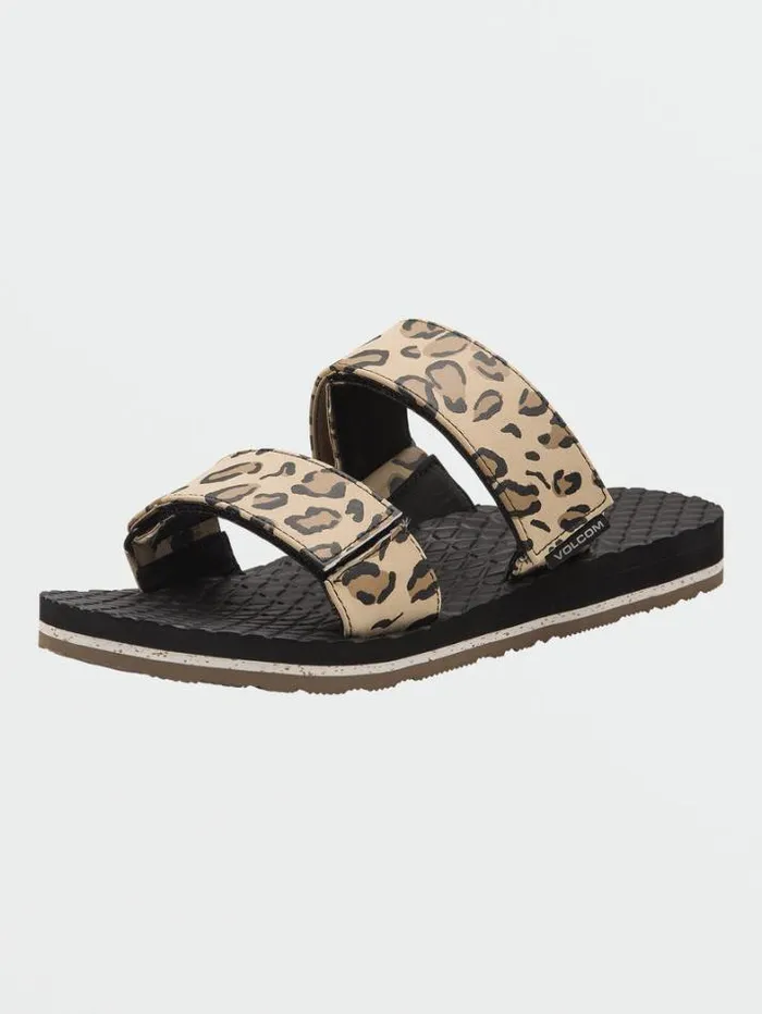 Womens Sandals Volcom Eco Recliner Slide Sandals 8211 Leopard
