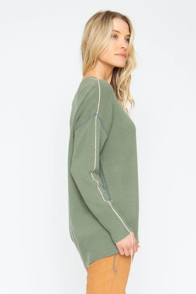 Womens Tops Chaser Brand Bubble Sweater 8211 Moss