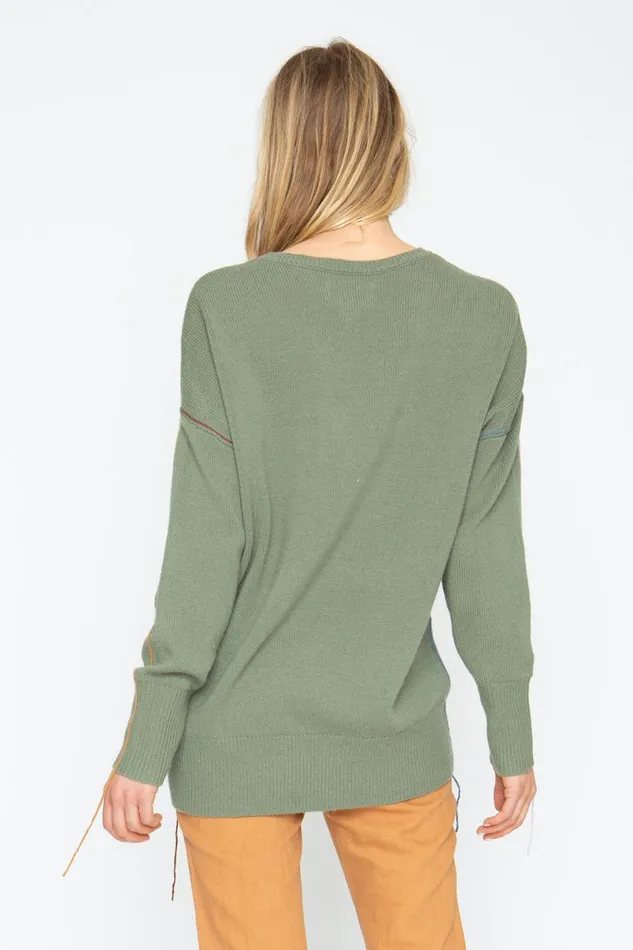 Womens Tops Chaser Brand Bubble Sweater 8211 Moss