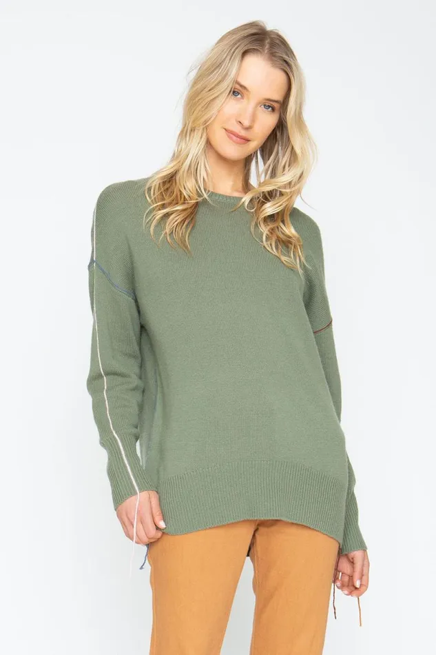Womens Tops Chaser Brand Bubble Sweater 8211 Moss