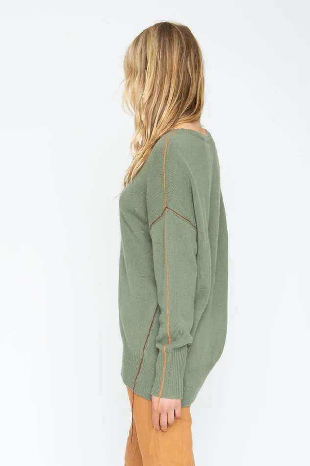 Womens Tops Chaser Brand Bubble Sweater 8211 Moss