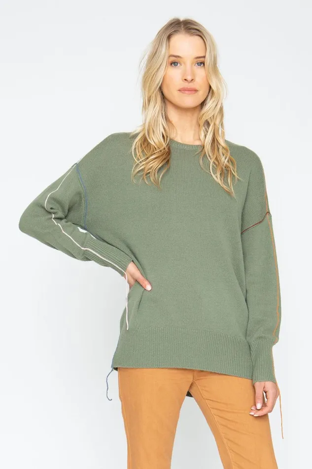 Womens Tops Chaser Brand Bubble Sweater 8211 Moss