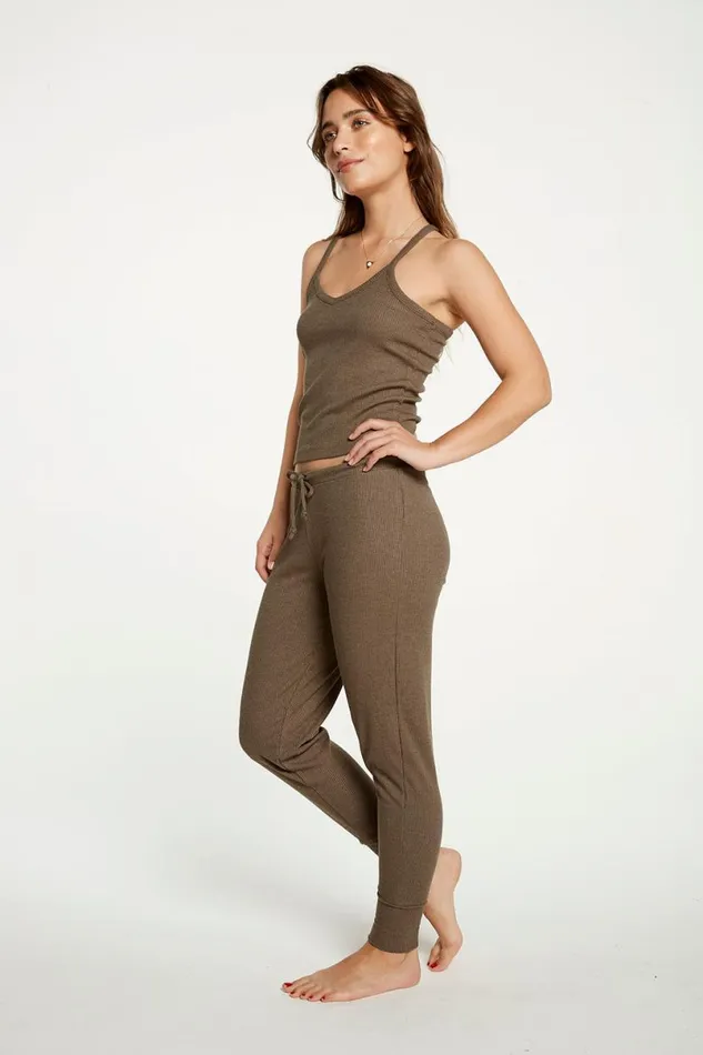 Womens Tops Chaser Brand Cozy Rib Cropped Double V Cami