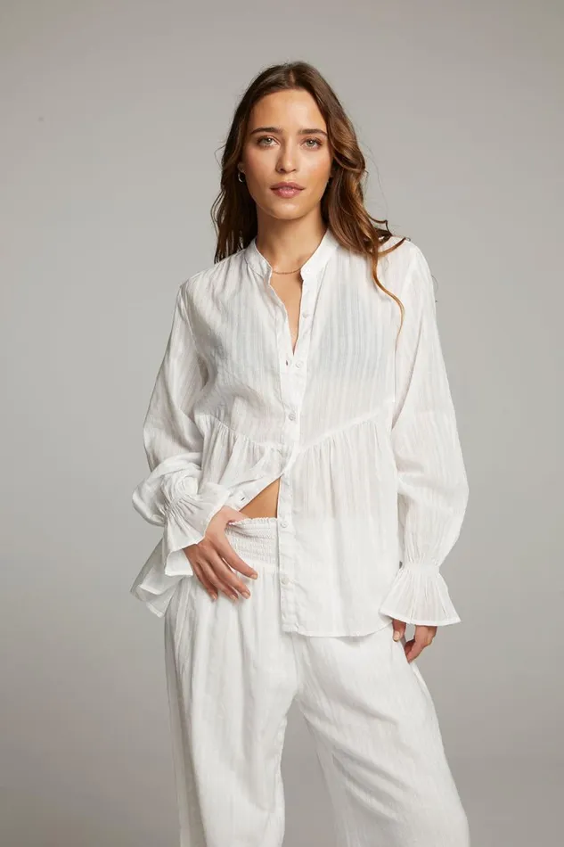 Womens Tops Chaser Brand Dolphin White Button Down