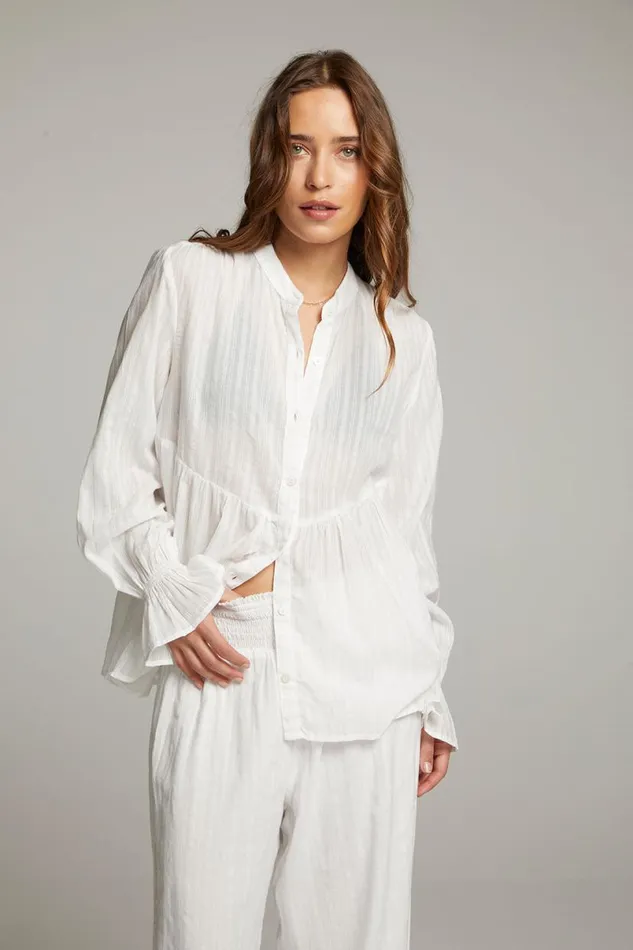 Womens Tops Chaser Brand Dolphin White Button Down