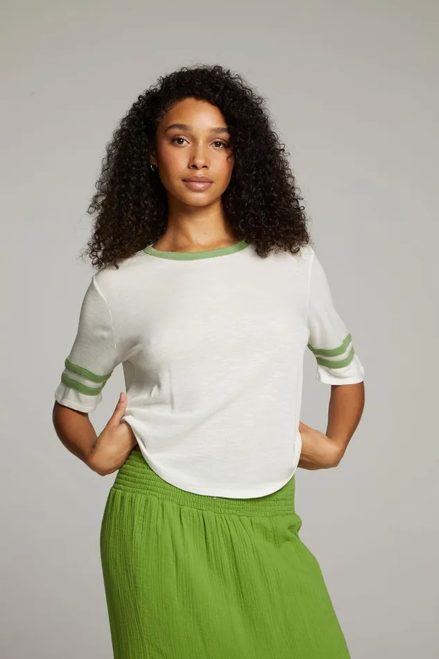 Womens Tops Chaser Brand Enrique White Short Sleeve