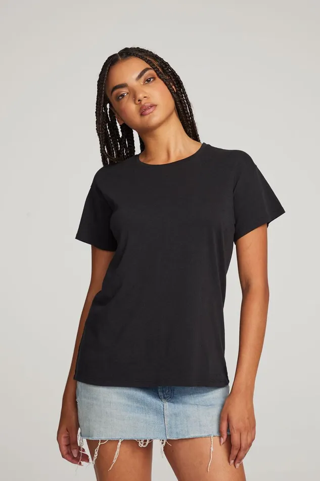 Womens Tops Chaser Brand Everyday Essential Black Crew Neck Tee