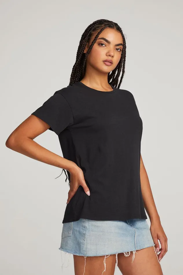 Womens Tops Chaser Brand Everyday Essential Black Crew Neck Tee