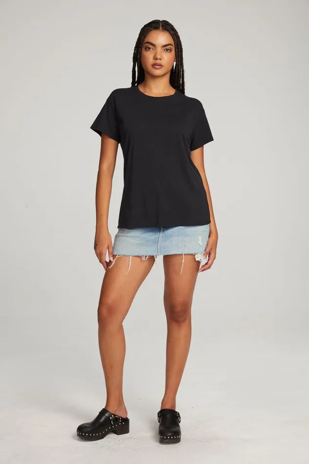 Womens Tops Chaser Brand Everyday Essential Black Crew Neck Tee