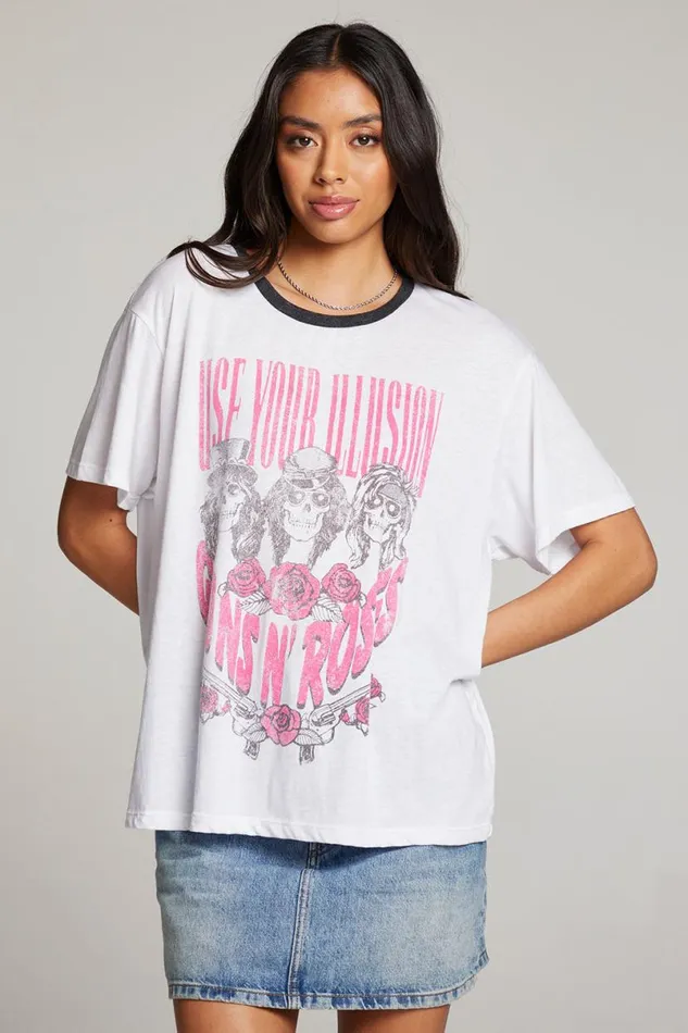 Womens Tops Chaser Brand Guns N039 Roses Use Your Illusion Skull Tee