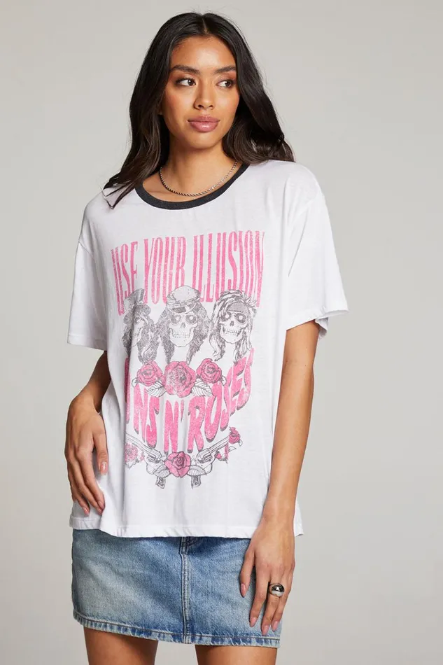 Womens Tops Chaser Brand Guns N039 Roses Use Your Illusion Skull Tee