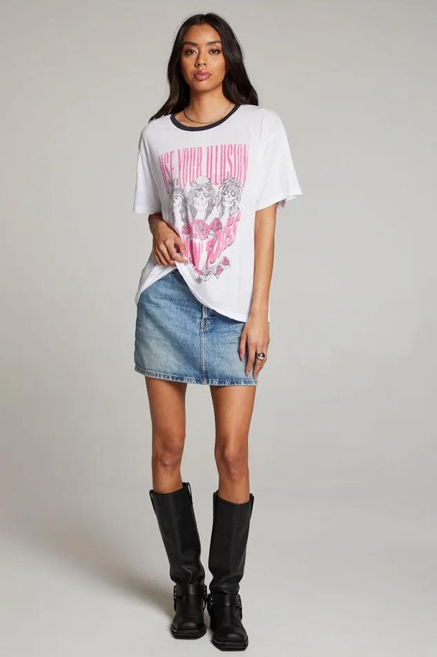 Womens Tops Chaser Brand Guns N039 Roses Use Your Illusion Skull Tee