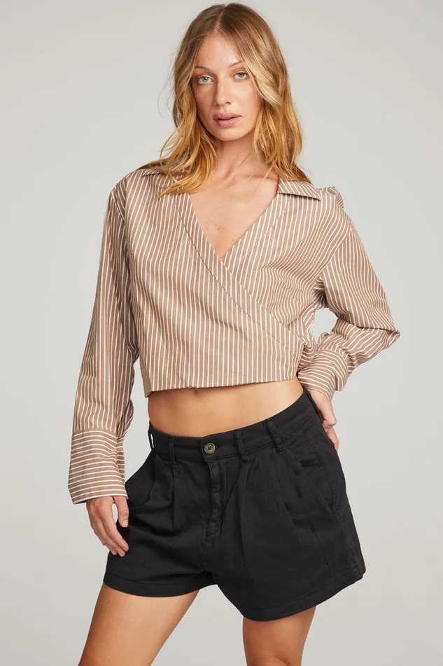 Womens Tops Chaser Brand Haley Whiskey Stripe Blouse