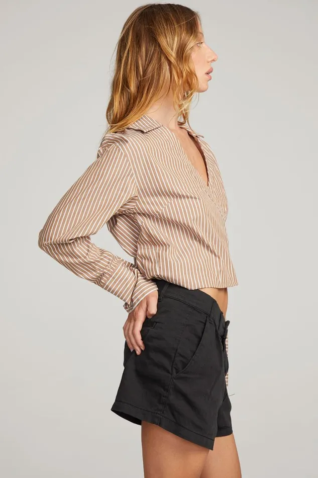 Womens Tops Chaser Brand Haley Whiskey Stripe Blouse