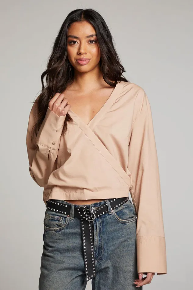 Womens Tops Chaser Brand Haleyy Warm Taupe Blouse