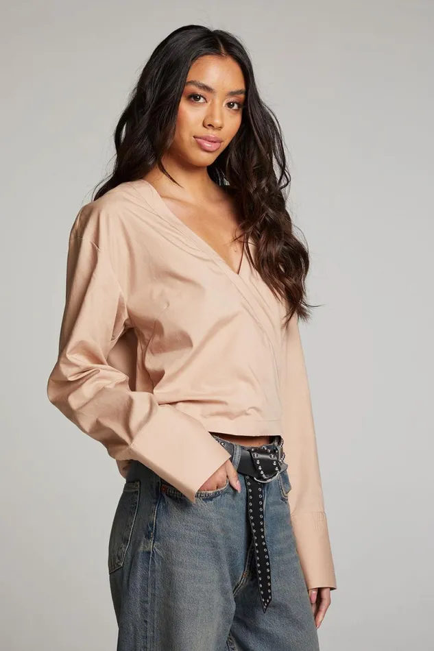 Womens Tops Chaser Brand Haleyy Warm Taupe Blouse