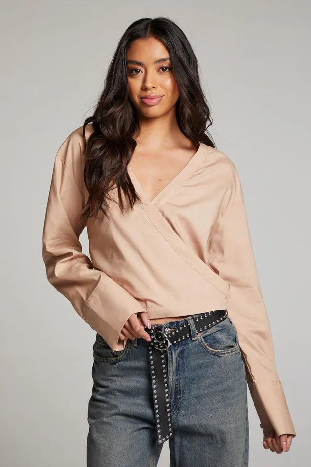 Womens Tops Chaser Brand Haleyy Warm Taupe Blouse
