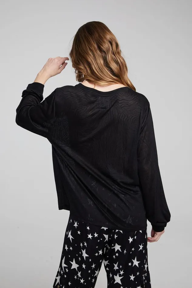 Womens Tops Chaser Brand Kara Shadow Black Long Sleeve