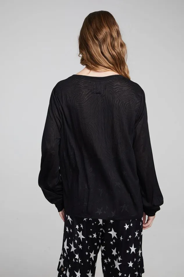 Womens Tops Chaser Brand Kara Shadow Black Long Sleeve
