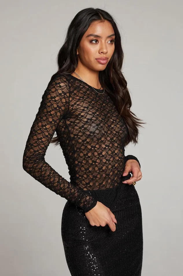 Womens Tops Chaser Brand Kevin Licorice Long Sleeve