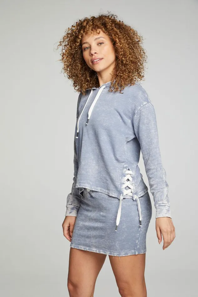 Womens Tops Chaser Brand Long Sleeve Hoodie With Lace Up Sides