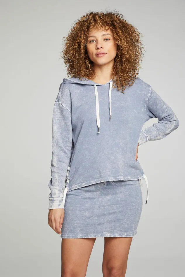 Womens Tops Chaser Brand Long Sleeve Hoodie With Lace Up Sides
