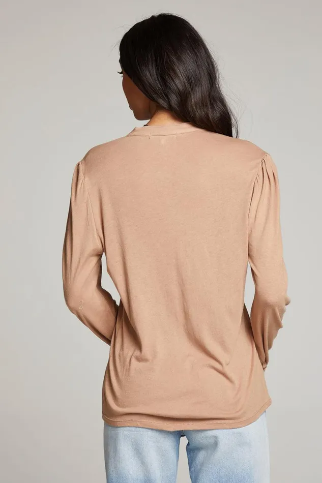 Womens Tops Chaser Brand Lotus Warm Taupe Long Sleeve