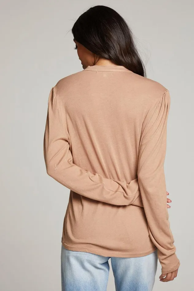 Womens Tops Chaser Brand Lotus Warm Taupe Long Sleeve