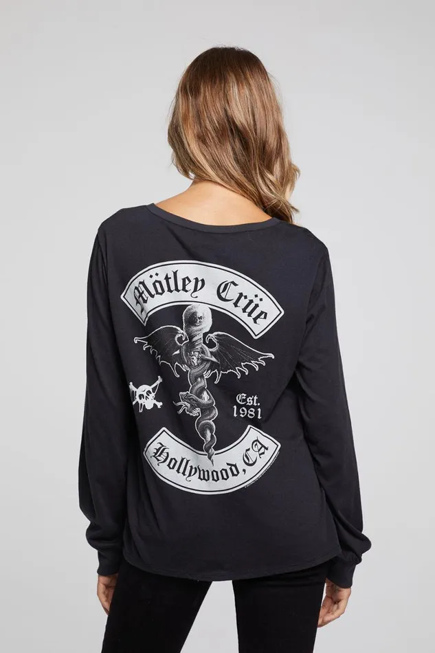 Womens Tops Chaser Brand Motley Crue Hollywood CA Long Sleeve