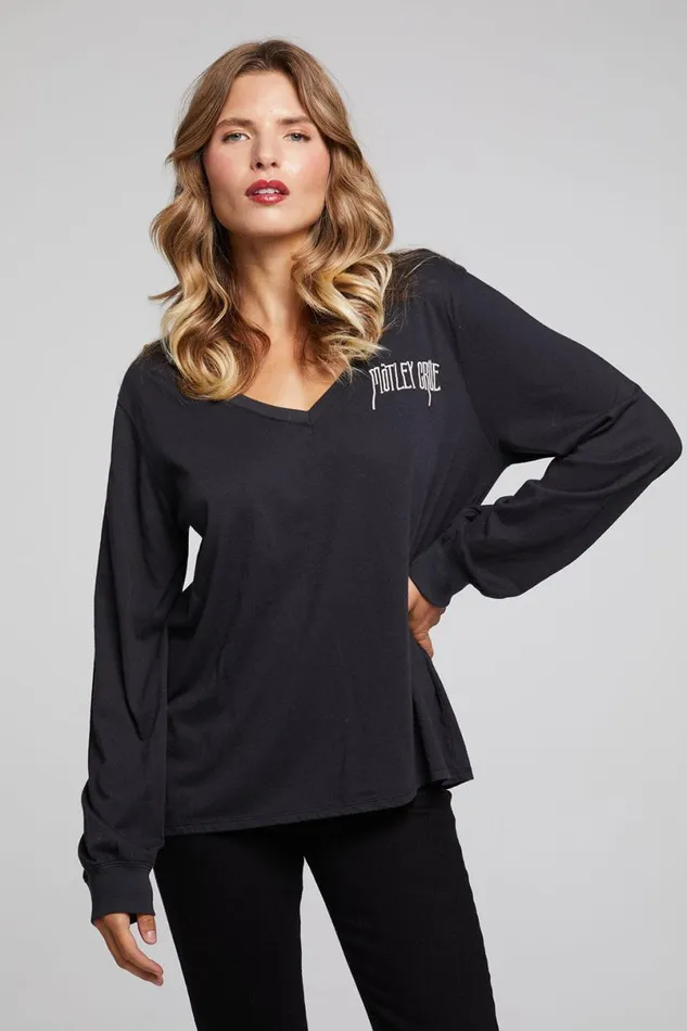 Womens Tops Chaser Brand Motley Crue Hollywood CA Long Sleeve